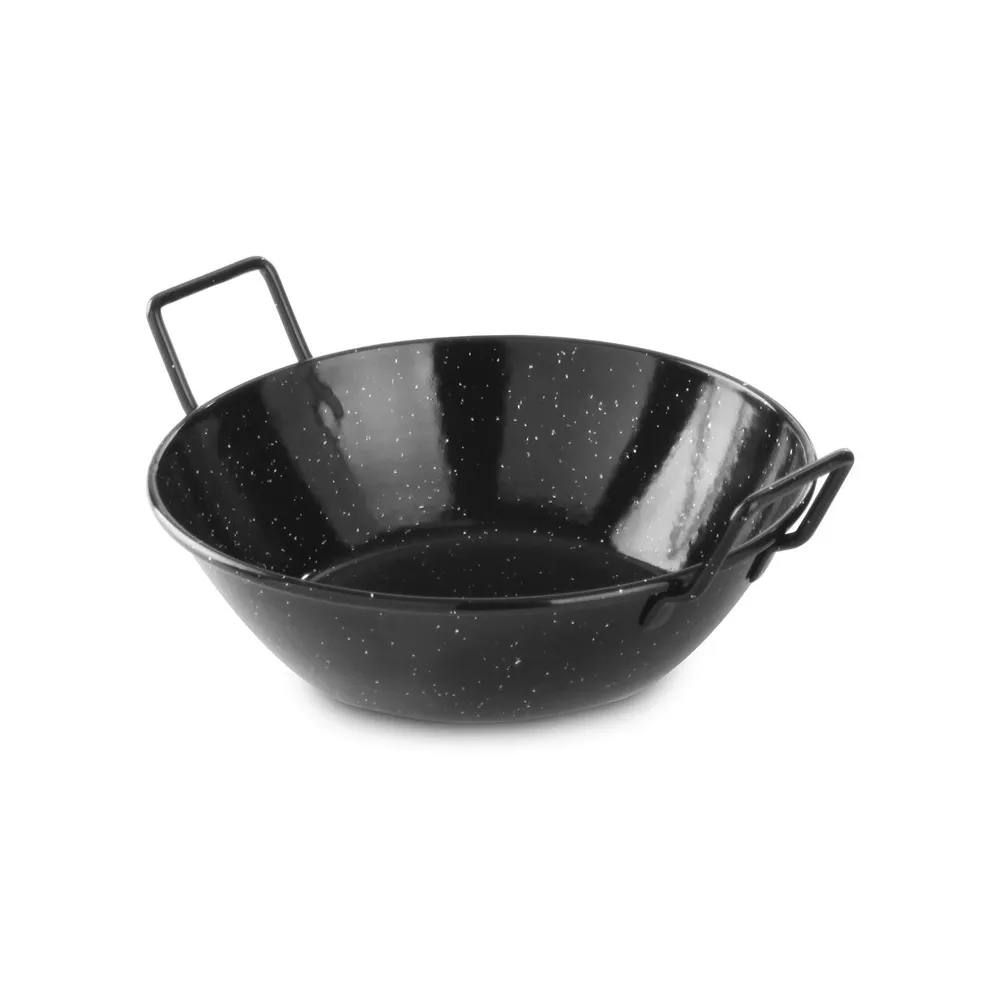 Tigai tip wok - Tigaie adanca paella emailata, ø145x40 mm, neagra