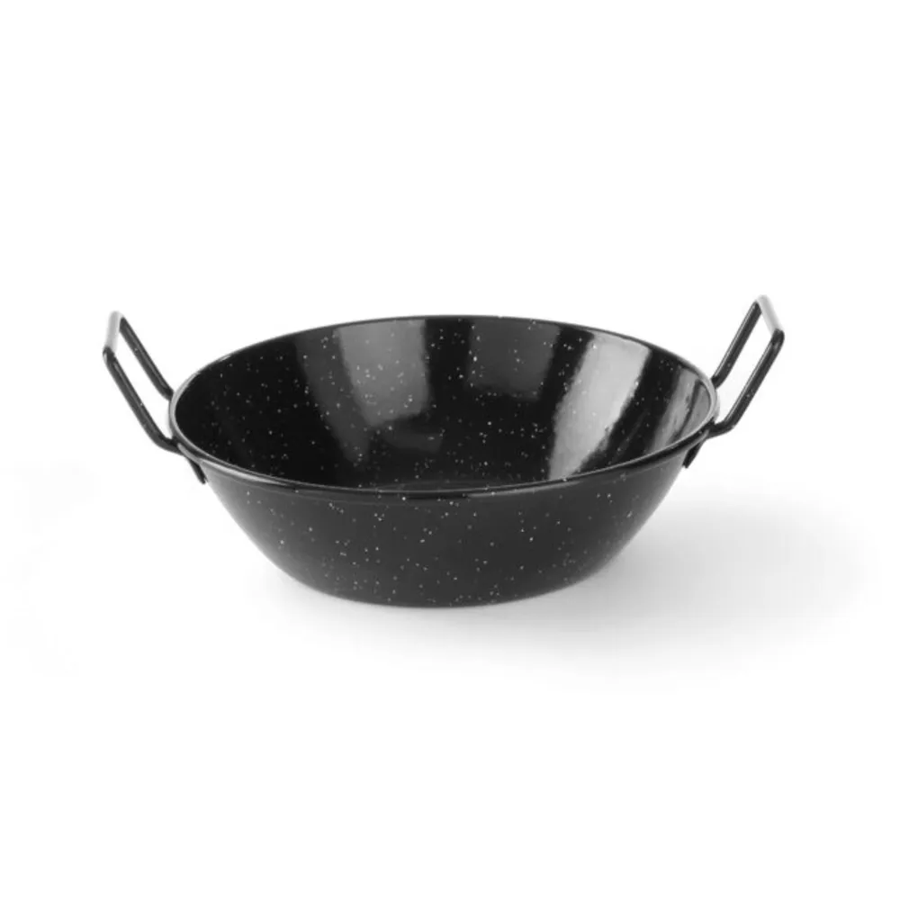 Tigai tip wok - Tigaie adanca paella emailata, ø185x43 mm, neagra