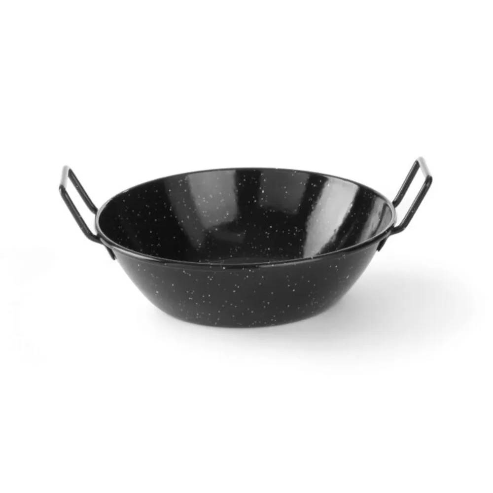 Tigai tip wok - Tigaie adanca paella emailata, ø205x57 mm, neagra