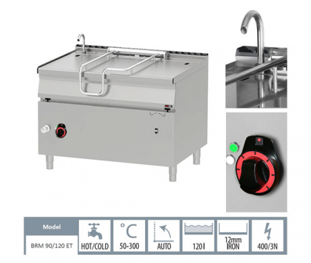 Tigaie basculanta 120 litri electrica cu rabatare motorizata, 1200x900x900 mm, 18 kW, linia 900, BRM90/120E/N [1]