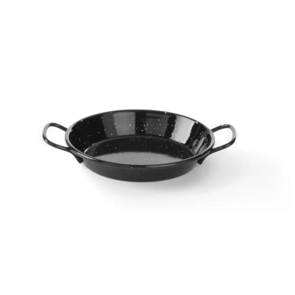Oale inox profesionale - Tigaie Paella otel emailat, 2 manere, 10cm, pentru servire