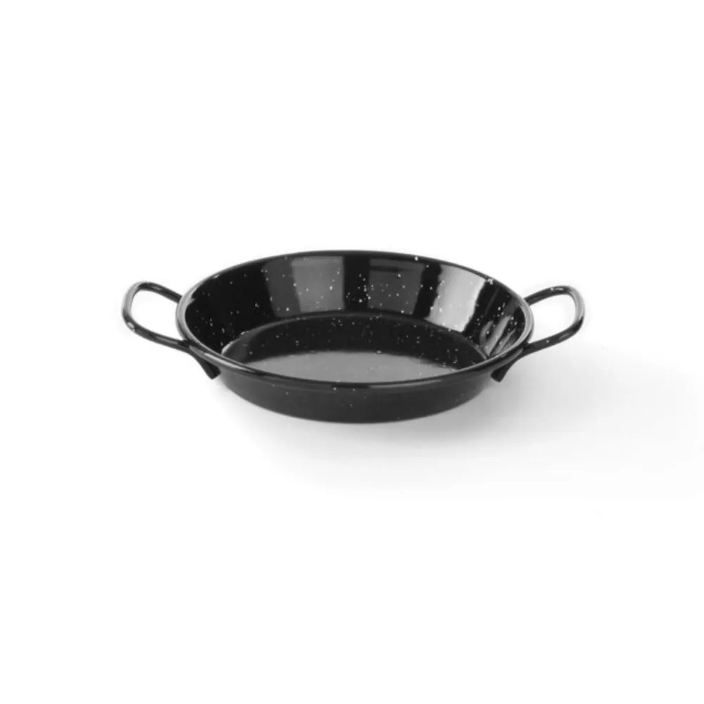 Oale inox profesionale - Tigaie Paella otel emailat, 2 manere, 12cm, pentru servire