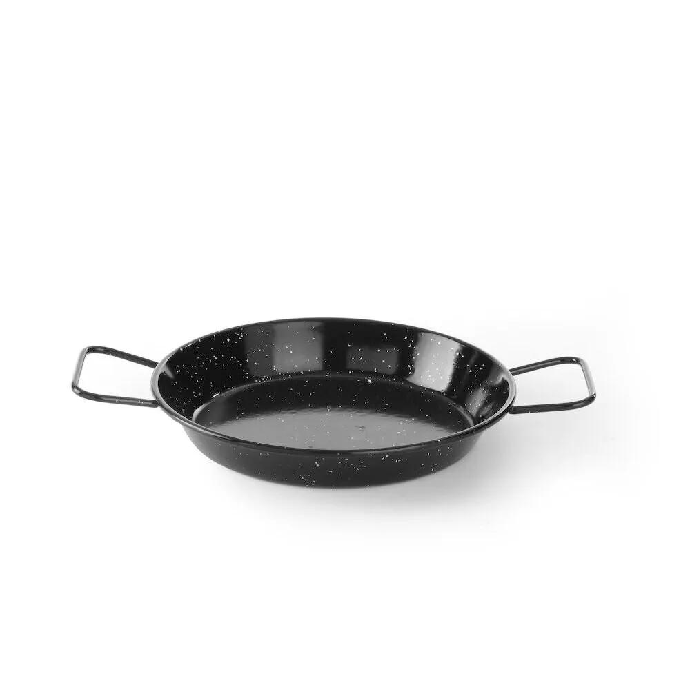 Oale inox profesionale - Tigaie Paella otel emailat, 2 manere, 24cm, pentru servire