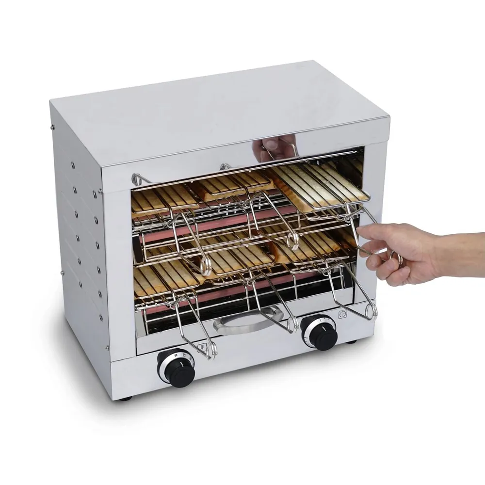 Prajitoare paine profesionale - Toaster cu 6 clesti, 2 rafturi, tuburi infrarosu, 3000W