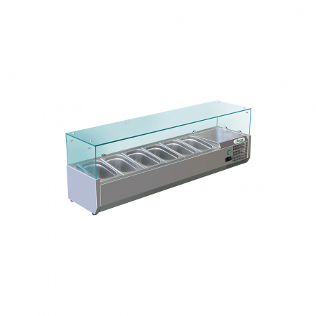 Vitrine reci salate - Vitrină frigorifică ingrediente pizza, 5x1/3GN + 1x1/2GN , +2+8°C