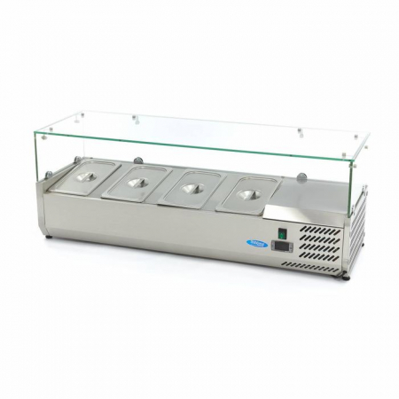 Vitrine ingrediente pizza - Vitrina ingrediente GN 1/3 inox 120cm pentru 4 recipiente gastro