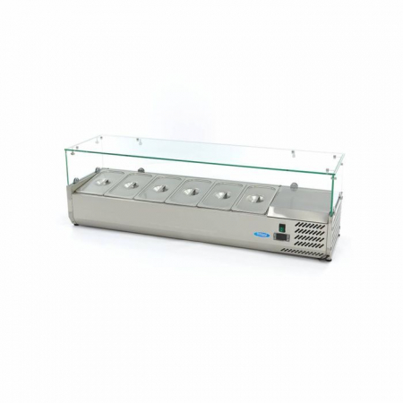 Vitrine ingrediente pizza - Vitrina ingrediente GN 1/3 inox 140cm pentru 6 recipiente gastro
