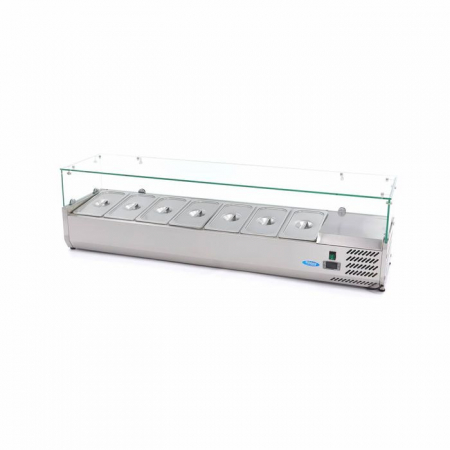 Vitrine ingrediente pizza - Vitrina ingrediente GN 1/3 inox 160cm pentru 7 recipiente gastro