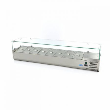 Vitrine ingrediente pizza - Vitrina ingrediente GN 1/3 inox 180cm pentru 8 recipiente gastro