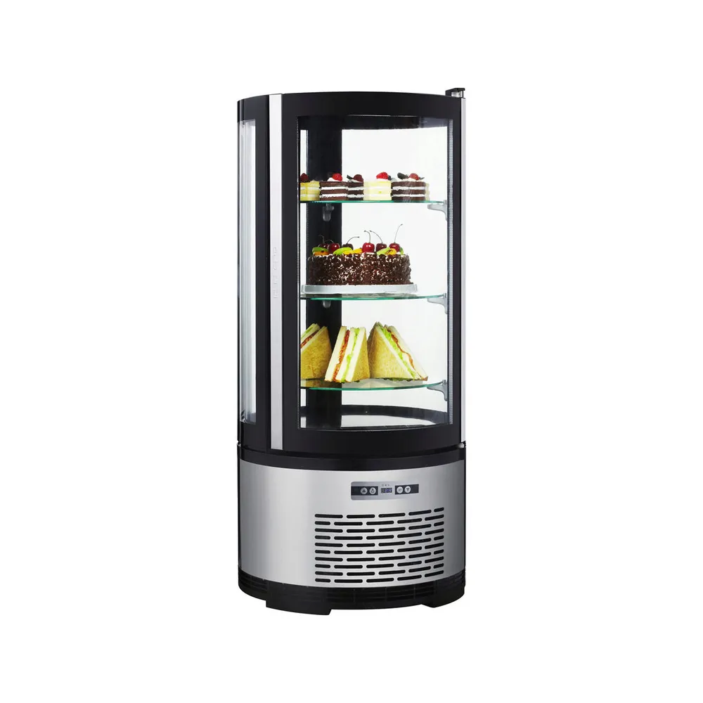 Vitrine frigorifice de banc - Vitrina prezentare 100L, inox, geam dublu, LED, 2-6°C