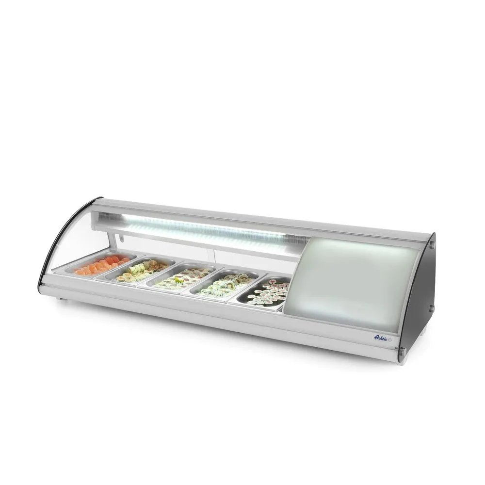 Vitrine Frigorifice - Vitrina sushi 63L, 5 tavi GN, 0-12°C, 130x45x33cm