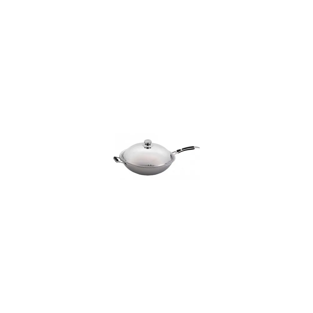 Wok profesional cu capac, ø360x180mm, inox, pentru inductie [1]