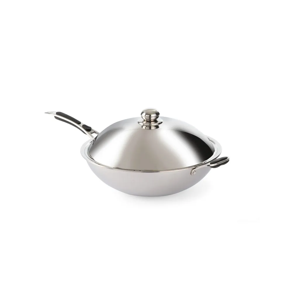 Tigai tip wok - Wok profesional cu capac, ø360x180mm, inox, pentru inductie
