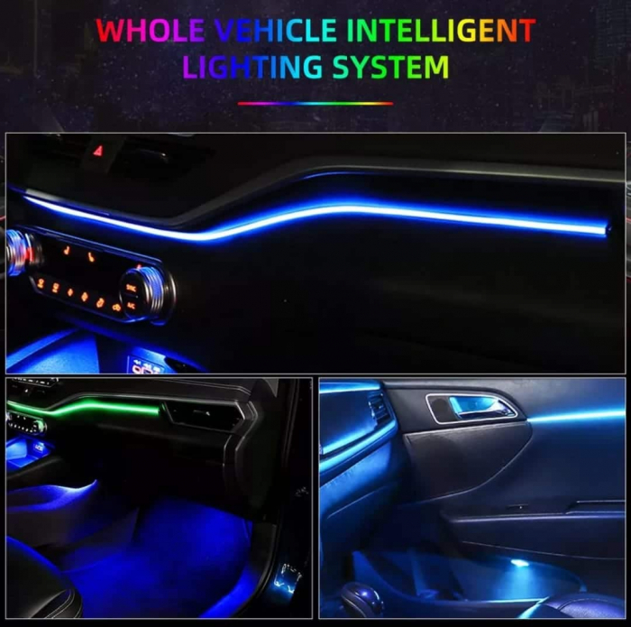 Lumini Ambientale LED interior RGB Acrilice 18 in 1 Fete usi, Bord, Manere, Podea, Control din aplicatie Bluetooth, Banda neon tip El Wire [9]