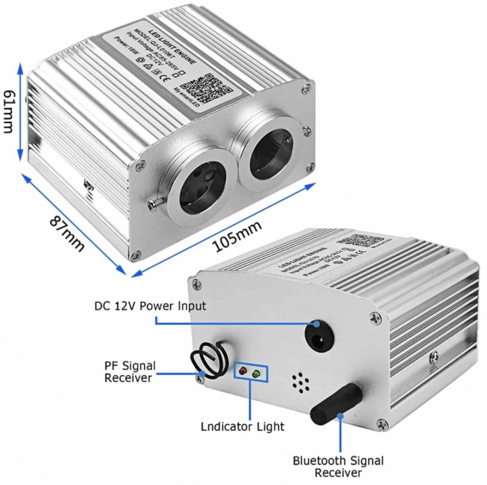 Kit Fibra Optica Plafon Instelat Auto 900 Fire cu efect TWINKLE si Kit 10 Comete inclus 0.75mm si 3M lungime RGBW cu Control din Aplicatie Telefon si Telecomanda cu Infrarosu [3]