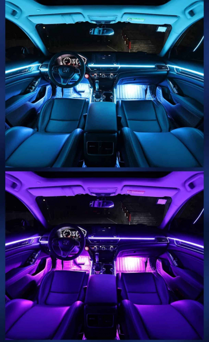 Lumini Ambientale LED interior RGB Acrilice 18 in 1 Fete usi, Bord, Manere, Podea, Control din aplicatie Bluetooth, Banda neon tip El Wire [6]