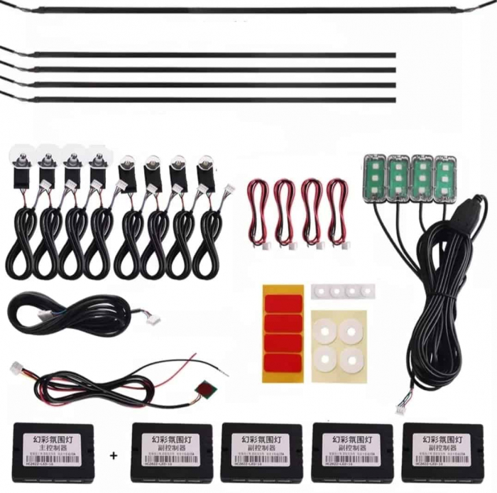 Lumini Ambientale LED interior RGB Acrilice 18 in 1 Fete usi, Bord, Manere, Podea, Control din aplicatie Bluetooth, Banda neon tip El Wire [2]