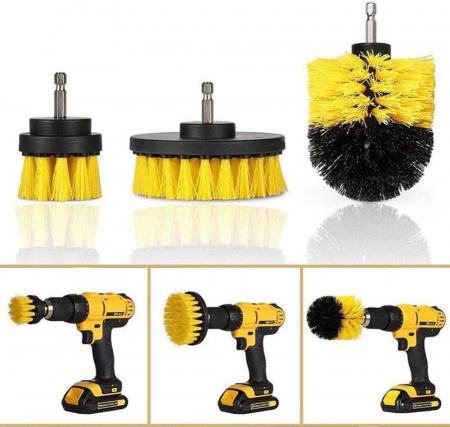 Material Tapiterie AUTO - Kit 3 perii pentru bormasina ideal retapitare plafon / detailing auto