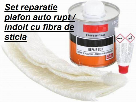 Material Tapiterie AUTO - Kit Reparatie PLAFON AUTO cu fibra de sticla si Rasina Poliesterica, contine si intaritor, 250 gr