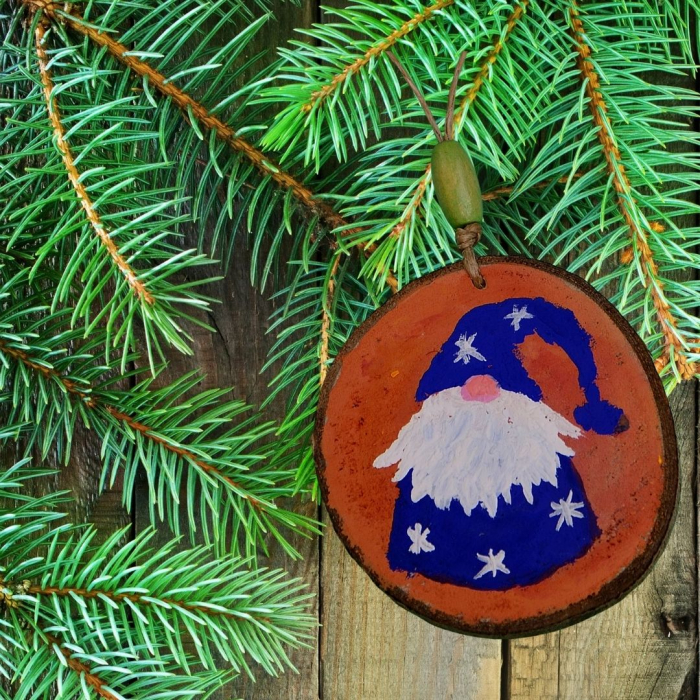 Ornament Gnom + peisaj cu braduti (seaglass) [2]