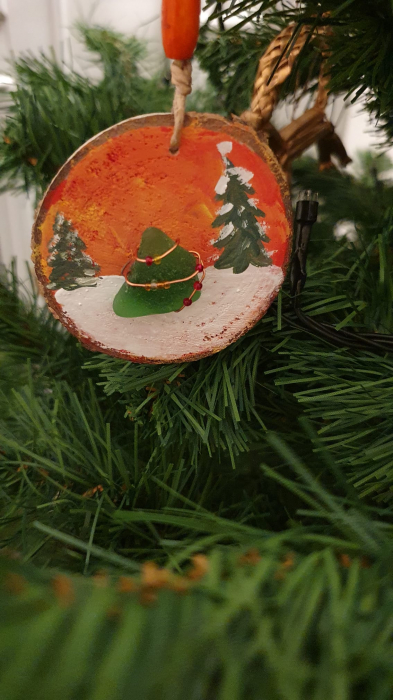 Ornament Gnome + peisaj cu brazi si seaglass [3]