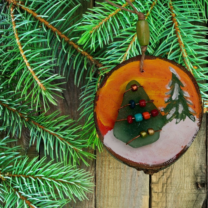 Ornament Gnom + peisaj cu bradut si seaglass [2]