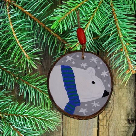 ORNAMENTE BRAD - Ornament urs polar + vulpe polara