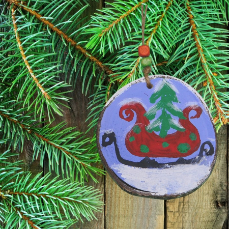 Ornament peisaj cu braduti + sanie [1]