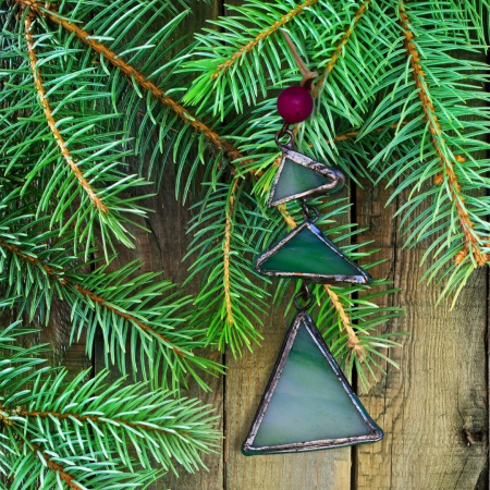 ORNAMENTE BRAD - Ornament bradut sticla opaca (3 elemente triunghiulare)