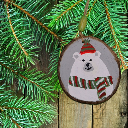 ORNAMENTE BRAD - Ornament Polar bear + Bradut