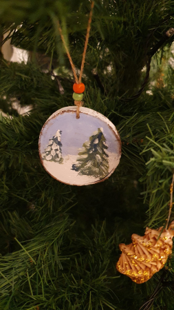 Ornament peisaj cu braduti + sanie [2]