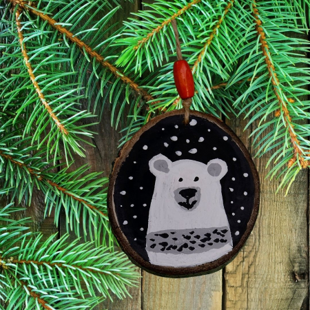 ORNAMENTE BRAD - Ornament urs polar + bradut