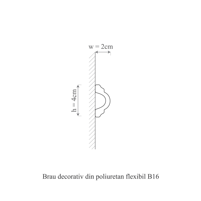Brau decorativ din poliuretan flexibil B16F - 4x2x200 cm [2]