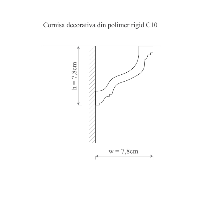 Cornisa decorativa din polimer rigid C10 - 7.8x7.8x200 cm [2]