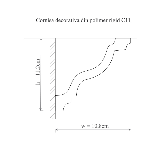 Cornisa decorativa din polimer rigid C11 - 10.8x11.2x200 cm [2]