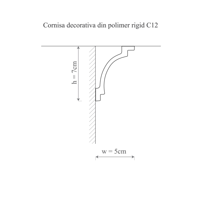 Cornisa decorativa din polimer rigid C12 - 5x7x200 cm [2]