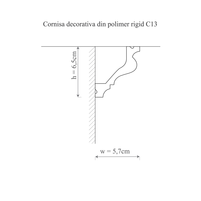 Cornisa decorativa din polimer rigid C13 - 6.5x5.7x200 cm [2]