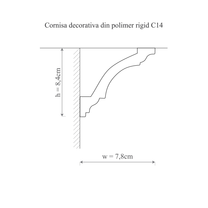 Cornisa decorativa din polimer rigid C14 - 7.8x8.4x200 cm [2]