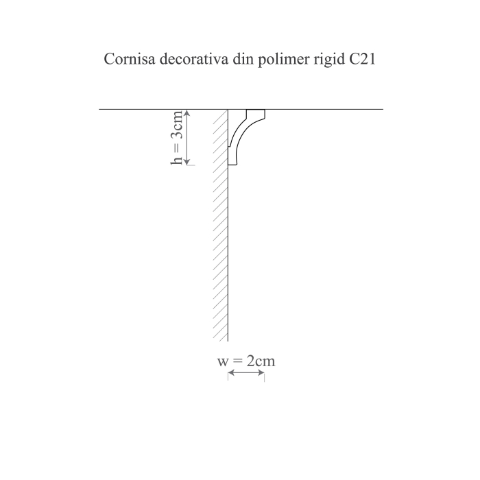 Cornisa decorativa din polimer rigid C21 - 3x2x200 cm [2]