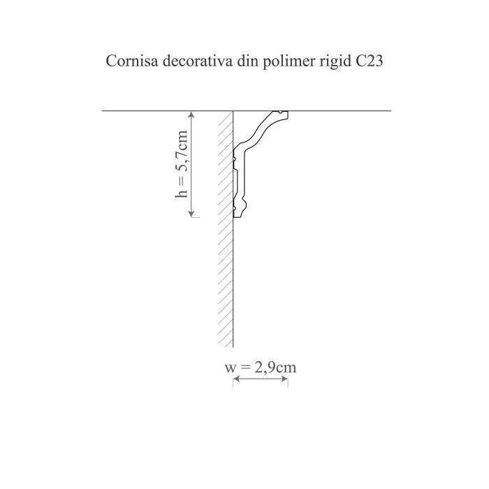 Cornisa decorativa din polimer rigid C23 - 5.7x2.9x200 cm [2]