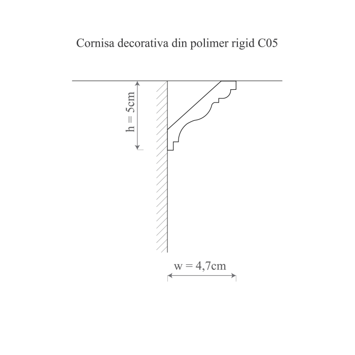Cornisa decorativa din polimer rigid C5 - 5x4.7x200 cm [2]