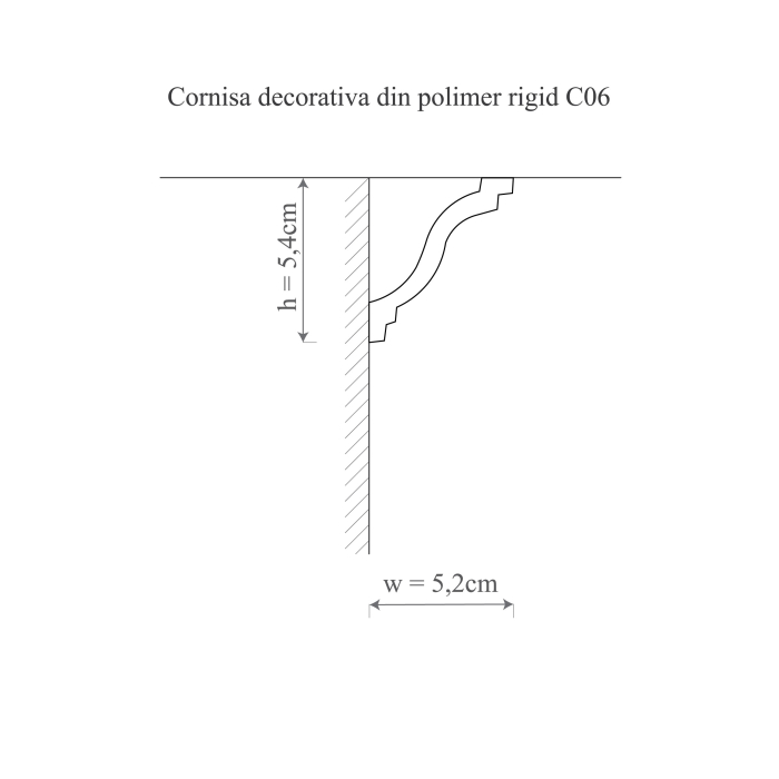 Cornisa decorativa din polimer rigid C6 - 5.4x5.2x200 cm [2]
