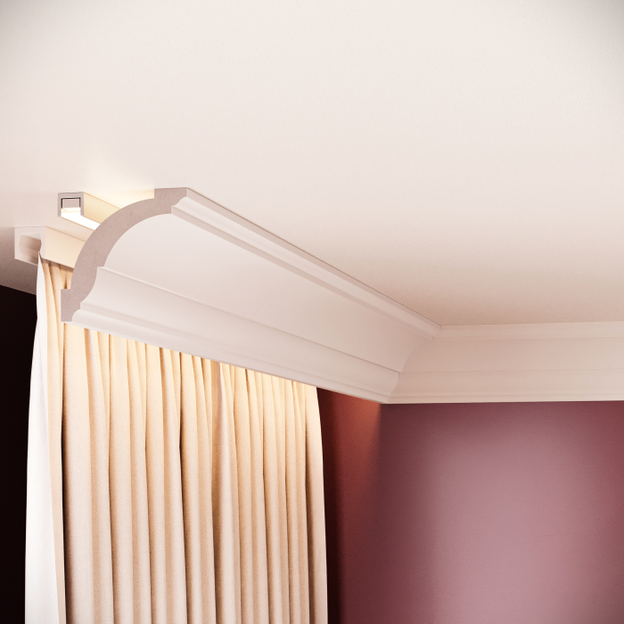 Cornisa decorativa din polimer rigid C7 - 7.8x6.6x200 cm [4]