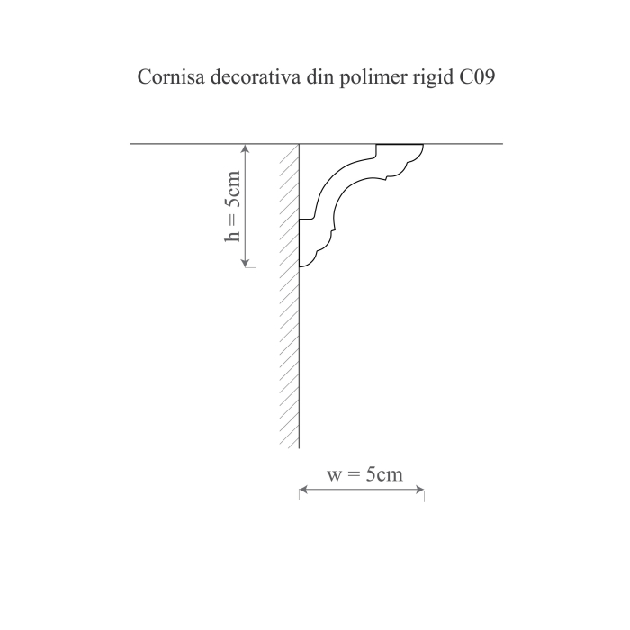Cornisa decorativa din polimer rigid C9 - 5x5x200 cm [2]
