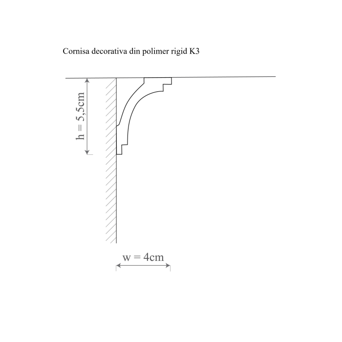 Cornisa decorativa din polimer rigid K3 - 5.5x4x200 cm [2]