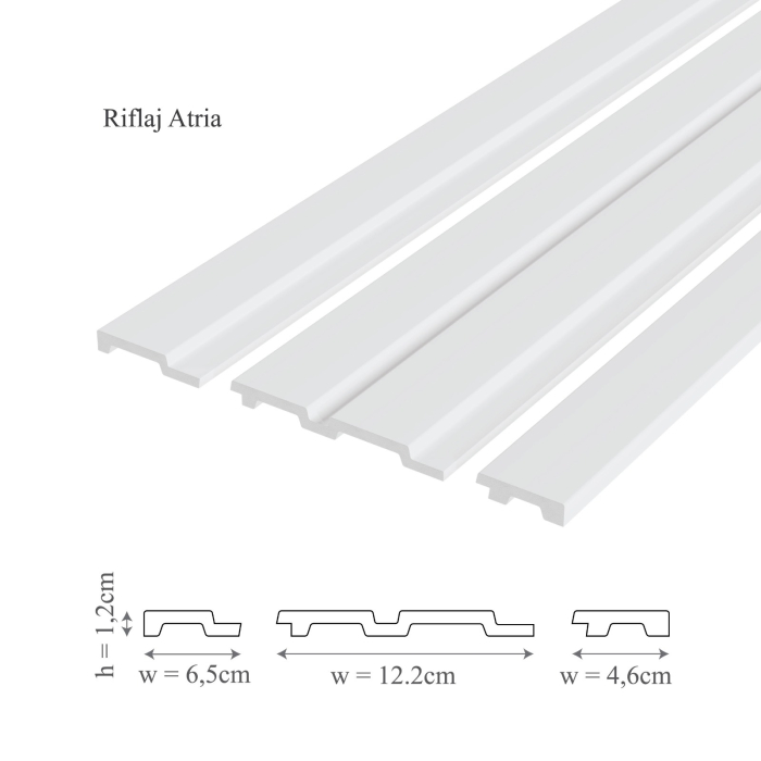 Panou riflaj decorativ 3D din polimer rigid, model Atria - 12.2x1x270 cm [3]