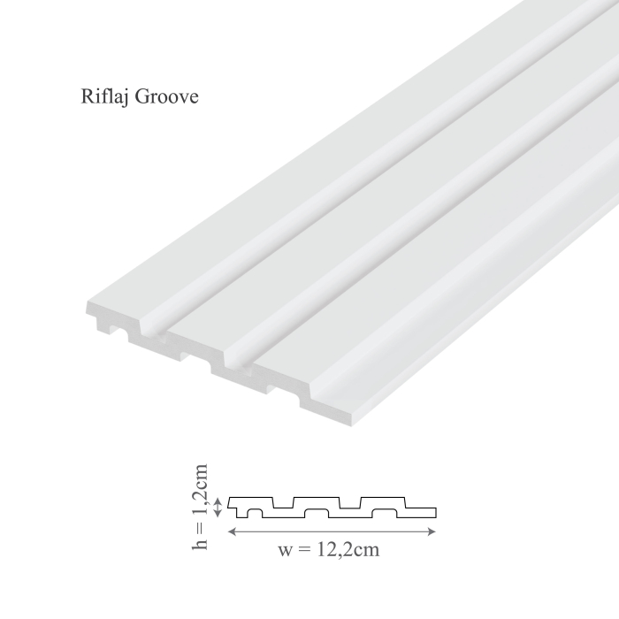 Panou riflaj decorativ 3D din polimer rigid, model Groove - 12.2x1.2x250 cm [1]