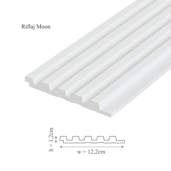Panou riflaj decorativ 3D din polimer rigid, model Moon - 12.2x1.2x270 cm [1]