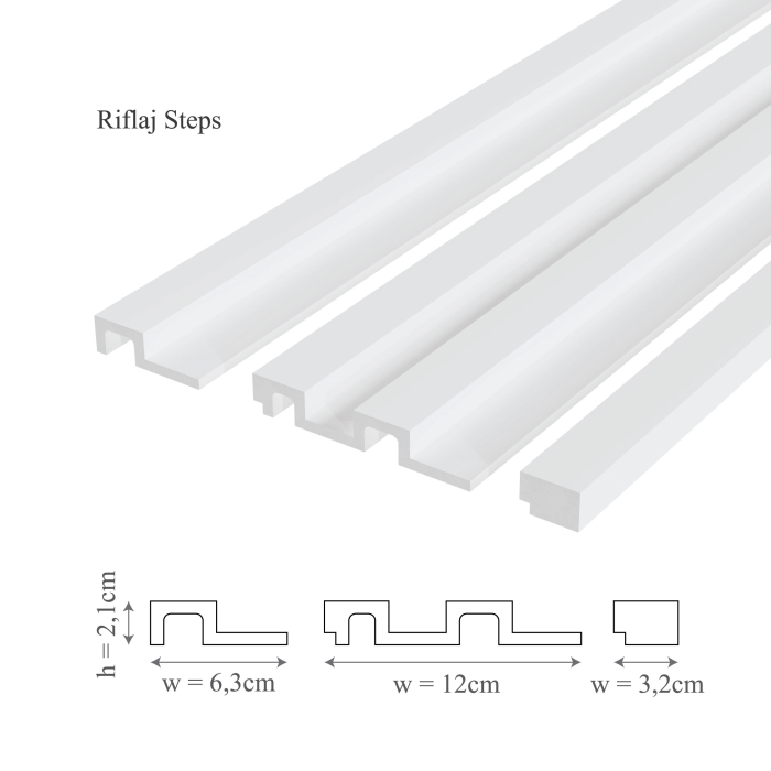 Panou riflaj decorativ 3D din polimer rigid, model Steps - 12x2.1x250 cm [4]