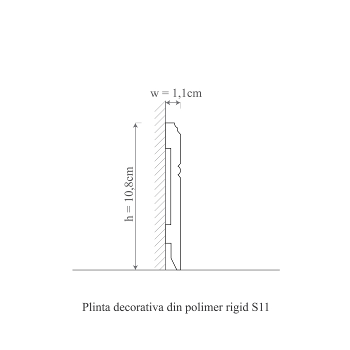 Plinta decorativa din polimer rigid S11 - 10.8x1.1x200 cm [2]